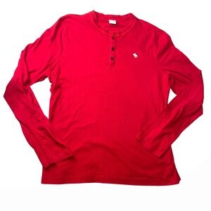 Abercrombie‎ & Fitch Mens XX Large Red Long Sleeve Henley Shirt
